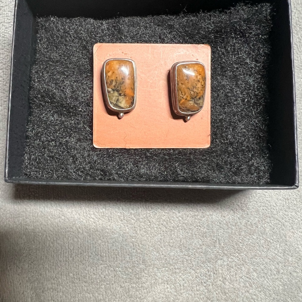 Art Deco rare gemstone 925 silver earrings
